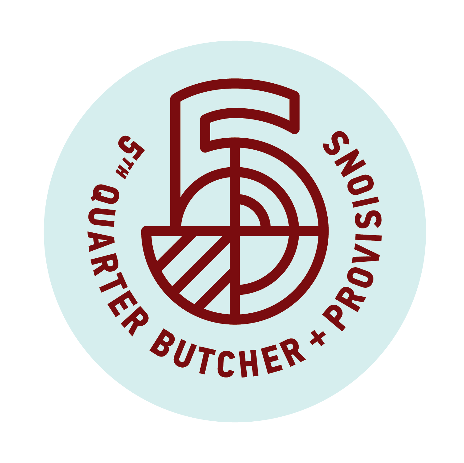 Logo for 5th Quarter Butcher + Provisions featuring a stylized number five.